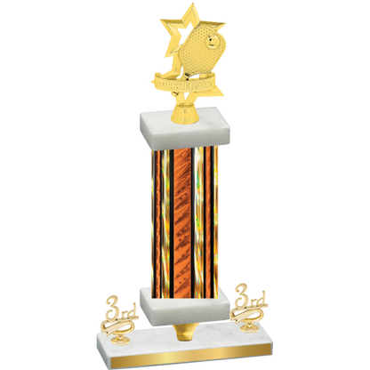 Premium Single Orange Glacier Third Place Pickleball Trophy