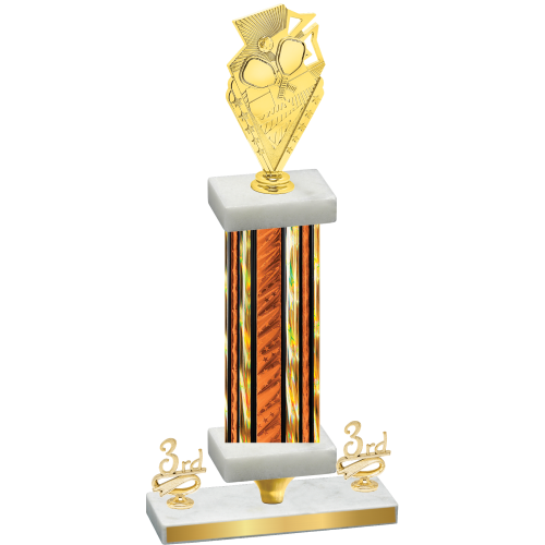 Premium Single Orange Glacier Third Place Pickleball Trophy