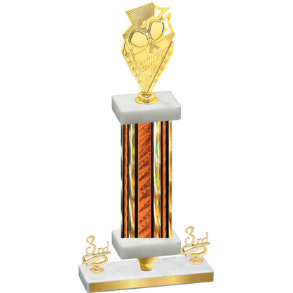 Premium Single Orange Glacier Third Place Pickleball Trophy
