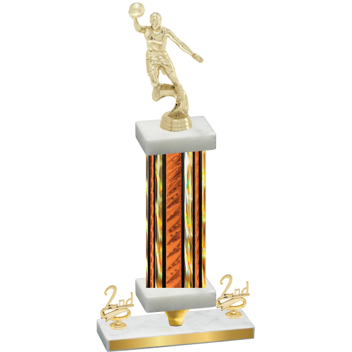 Premium Single Orange Glacier Second Place Basketball Trophy