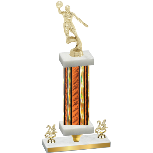 Premium Single Orange Glacier Year Basketball Trophy