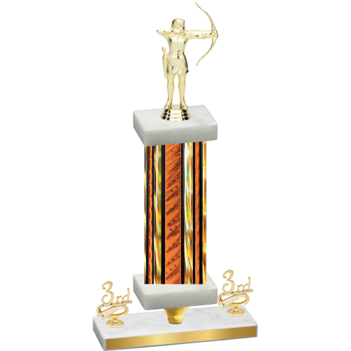 Premium Single Orange Glacier Third Place Archery Trophy