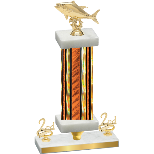 Premium Single Orange Glacier Second Place Fishing Trophy