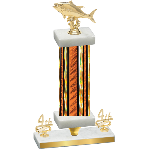 Premium Single Orange Glacier Fourth Place Fishing Trophy