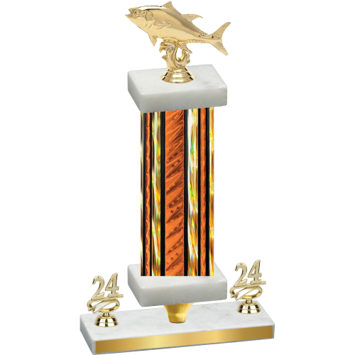 Premium Single Orange Glacier Year Fishing Trophy