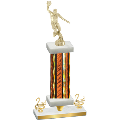 Premium Single Orange Glacier Second Place Basketball Trophy