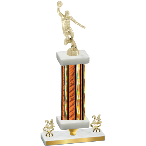 Premium Single Orange Glacier Year Basketball Trophy