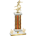 Premium Single Orange Glacier Fourth Place Flag Football Trophy
