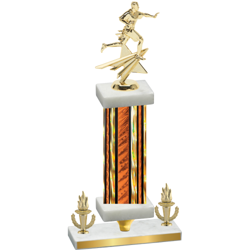 Premium Single Orange Glacier Victory Flag Football Trophy