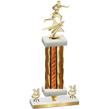 Premium Single Orange Glacier Year Flag Football Trophy