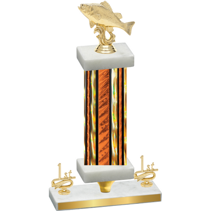 Premium Single Orange Glacier First Place Fishing Trophy
