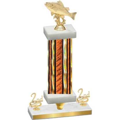Premium Single Orange Glacier Second Place Fishing Trophy