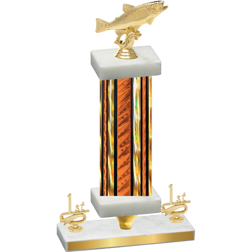 Premium Single Orange Glacier First Place Fishing Trophy
