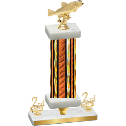 Premium Single Orange Glacier Second Place Fishing Trophy