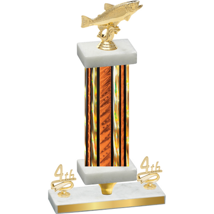 Premium Single Orange Glacier Fourth Place Fishing Trophy