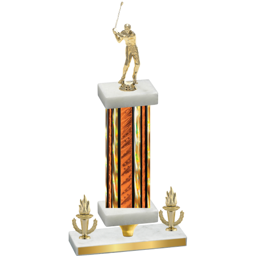 Premium Single Orange Glacier Victory Golf Trophy