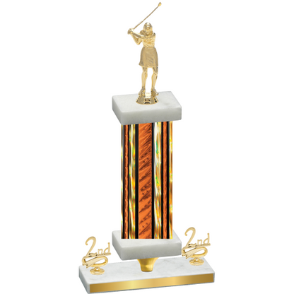 Premium Single Orange Glacier Second Place Golf Trophy