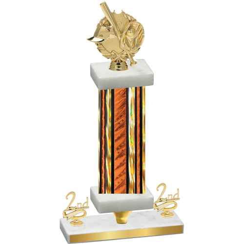 Premium Single Orange Glacier Second Place Baseball Trophy