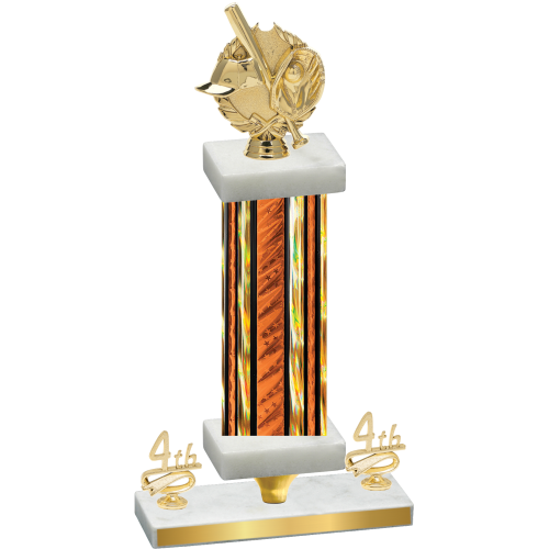 Premium Single Orange Glacier Fourth Place Baseball Trophy