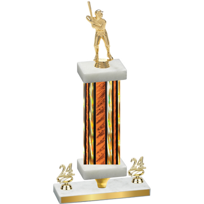 Premium Single Orange Glacier Year Baseball Trophy