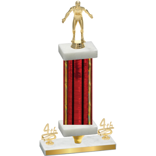 Premium Single Red Glacier Fourth Place Wrestling Trophy