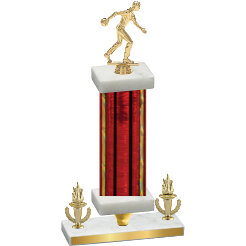 Premium Single Red Glacier Victory Bowling Trophy