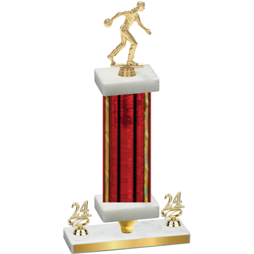 Premium Single Red Glacier Year Bowling Trophy