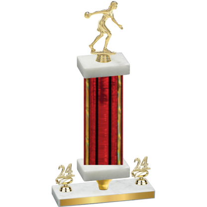 Premium Single Red Glacier Year Bowling Trophy