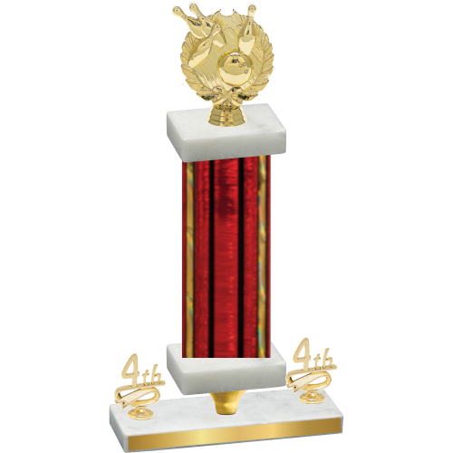 Premium Single Red Glacier Fourth Place Bowling Trophy