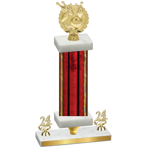 Premium Single Red Glacier Year Bowling Trophy