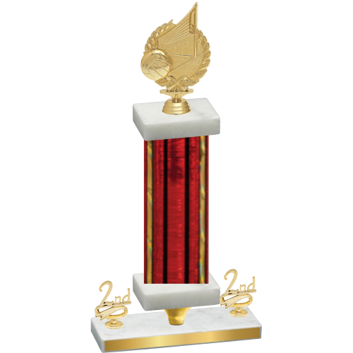 Premium Single Red Glacier Second Place Volleyball Trophy