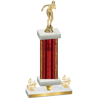 Premium Single Red Glacier Fourth Place Tennis Trophy