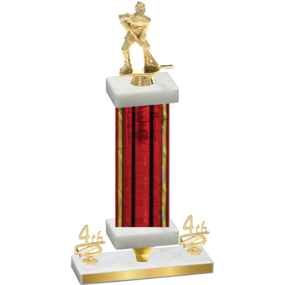 Premium Single Red Glacier Fourth Place Hockey Trophy