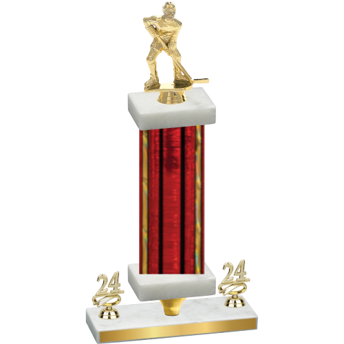 Premium Single Red Glacier Year Hockey Trophy