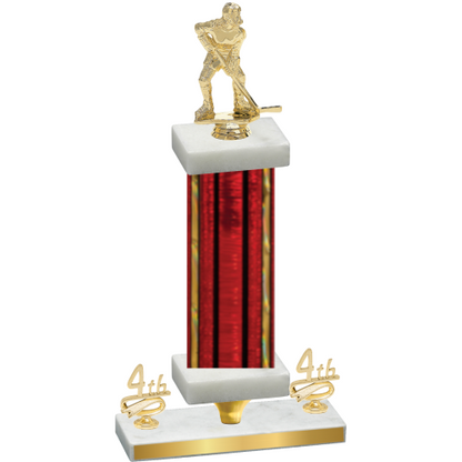 Premium Single Red Glacier Fourth Place Hockey Trophy