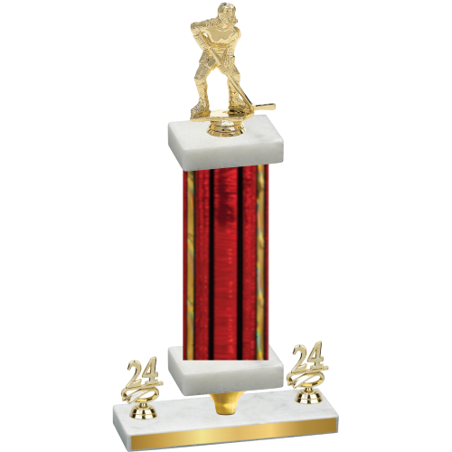 Premium Single Red Glacier Year Hockey Trophy