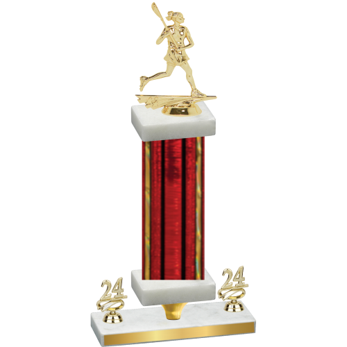 Premium Single Red Glacier Year Lacrosse Trophy