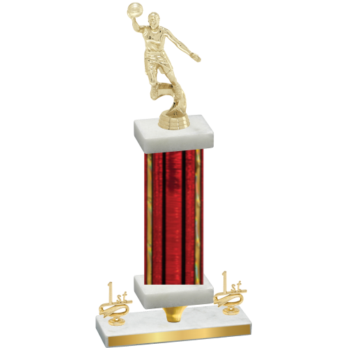 Premium Single Red Glacier First Place Basketball Trophy