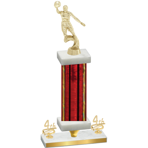 Premium Single Red Glacier Fourth Place Basketball Trophy