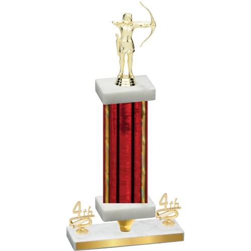 Premium Single Red Glacier Fourth Place Archery Trophy