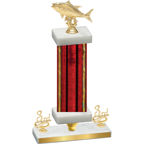 Premium Single Red Glacier Third Place Fishing Trophy