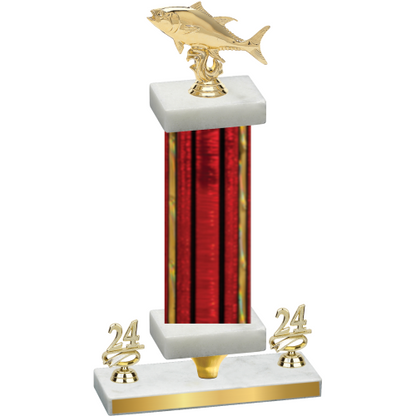 Premium Single Red Glacier Year Fishing Trophy