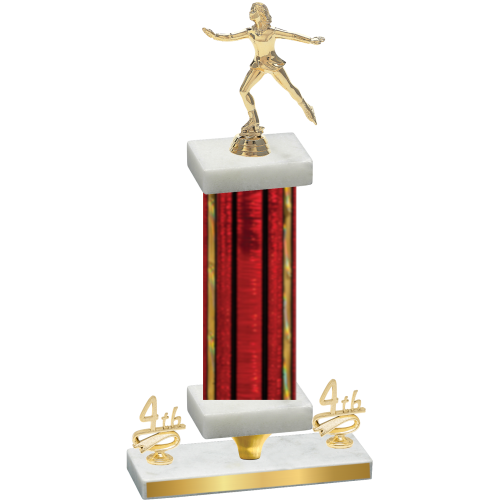 Premium Single Red Glacier Fourth Place Skater Trophy