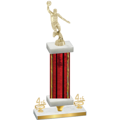 Premium Single Red Glacier Fourth Place Basketball Trophy