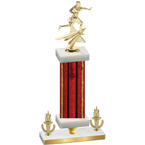 Premium Single Red Glacier Victory Flag Football Trophy