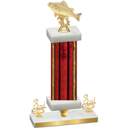 Premium Single Red Glacier Third Place Fishing Trophy