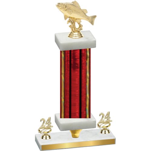 Premium Single Red Glacier Year Fishing Trophy