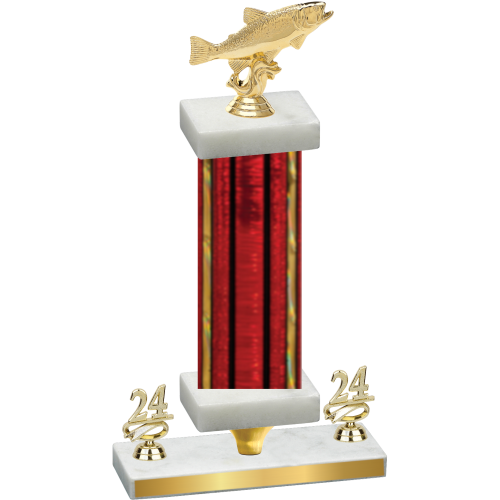 Premium Single Red Glacier Year Fishing Trophy