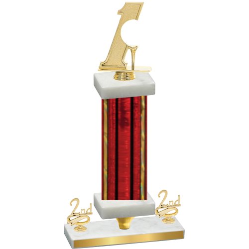 Premium Single Red Glacier Second Place Golf Trophy