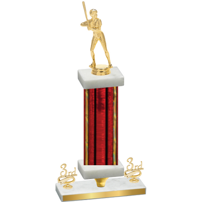 Premium Single Red Glacier Third Place Softball Trophy